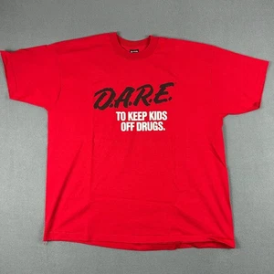 Vintage Dare Shirt Mens 2XL Red Single Stitch Resist Drugs Fruit of the Loom - Picture 1 of 8
