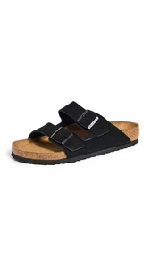 Birkenstock Men's Arizona Soft Sandal Black Suede Size 9 - 9.5, EU 42 - Picture 1 of 4