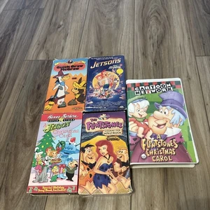 Lot Hanna Barbera 5 Vhs Flintstones Christmas Jetsons Quick Draw McGraw - Picture 1 of 10