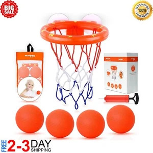Bath Toys Bathtub Basketball Hoop for Toddlers Kids, Boys and Girls 4 Soft Balls - Picture 1 of 9