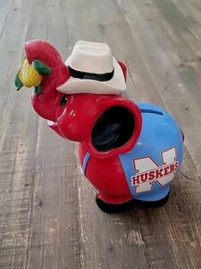 University of Nebraska N Huskers Piggy Bank Elephant Cornhuskers Cowboy Hat Ball - Picture 1 of 14