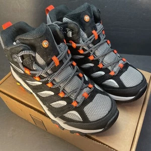New! Mens Merrell Moab 3 Mid Black/Tangerine Waterproof Hiking Boots. Size 7.5 - Picture 1 of 6