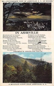 Postal NC: En el poema de Asheville, Carolina del Norte, antigua WB publicada 1928 - Imagen 1 de 2