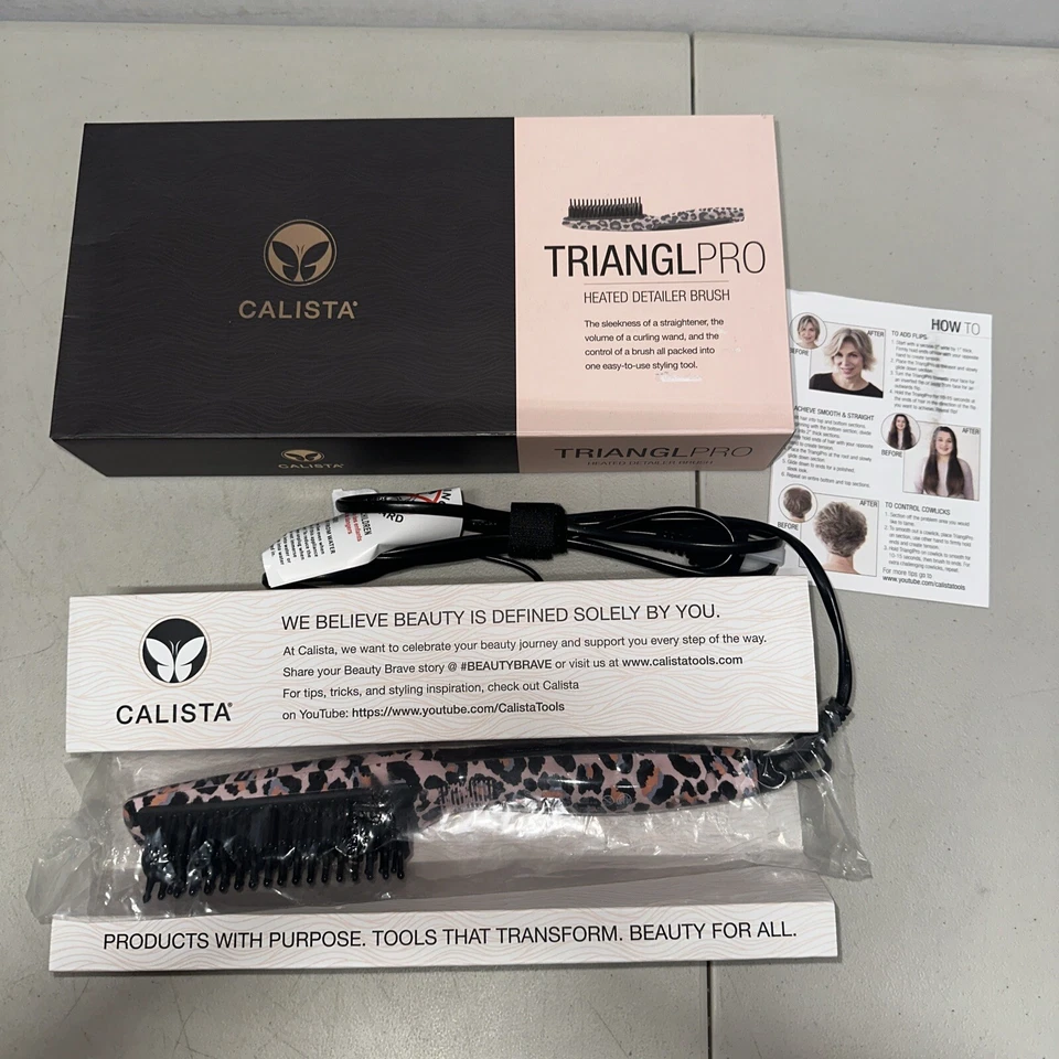 Calista TrianglPRO Triangel Pro Heated Hair Detailer Brush Cheetah Print