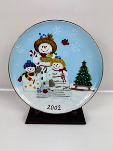 Partylite P7022 Snowbell Collectible Plate 2002 With Stand & Box - Picture 1 of 9