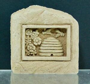 Carruth Studio  Bees, Flowers & Beehive Wall Sculpture Cast Concrete 1994 Signed