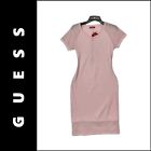 Guess Dress Size Pink Woman Size Large Short Sleeves BodyCon Dress Embroider