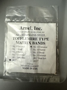 Bandas Matrices Dentales Arnel Tofflemire #13 Universal .002 1 Bruto Hecho en EE. UU. - Imagen 1 de 2