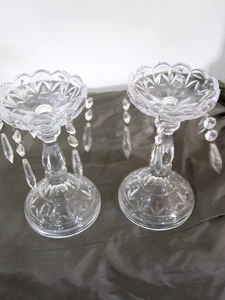 SCHÖNES VINTAGE Paar viktorianische Kerzenständer aus geschliffenem Glas, Kristallglanz - Bild 1 von 4