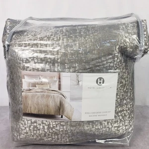 Hotel Collection King Comforter Duvet Cover Cover Set Gray 3 pc - Picture 1 of 11