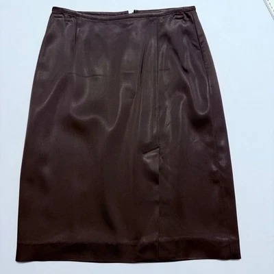 White House Black Market Black Satin Pencil Skirt Size 2 Knee Length Split - Image 1 of 4