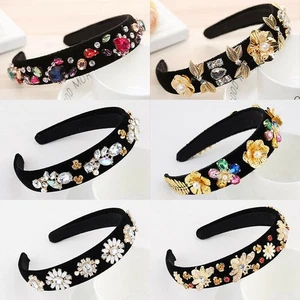 Hairband Hair Band Pearl Headband Baroque FashionWomen Wide Crystal new - Picture 1 of 35