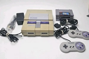 Super Nintendo SNES Console Bundle w/ 2 Controllers, 3 Games, Power/AV Cords - Picture 1 of 18
