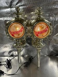 Paar Vintage 1972 Schlitz Bier beleuchtete 4-seitige Wandleuchter - Bild 1 von 24