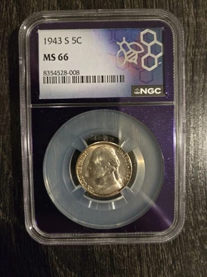 1943-S US Mint Jefferson Nickel 5C NGC MS66  (War Nickel) - Image 1 of 2