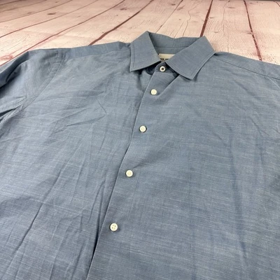 Camisa de vestir Ben Sherman ajustada manga larga abotonada azul talla 17 Foto 1 de 4