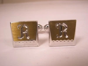 R Monogram Initial Letter Vintage SMALL TINY HICKOK Cuff Links ron rob rory - Picture 1 of 8