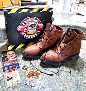 Justin 768 Original Double Confort 6" Vieilli Écorce Cuir Bottes de Travail Homme Taille 11 D - Photo 1/7