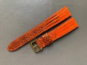 Correa de reloj de cuero genuino naranja piel de lagarto 10..17 18 19 20 21 22 2326 mm - Imagen 1 de 13