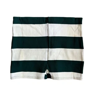 Vintage 60s Mens Square Cut Swim Bathing Trunks Stripe Green White Large - Picture 1 of 11