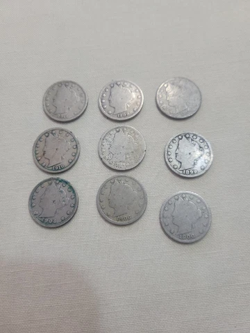 LOT OF (9) DIFFERENT  DATE LIBERTY HEAD (V) NICKELS 1899- 1911 Cover