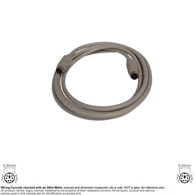 Cable PS2 Keyboard Mouse KVM Data Switch Mini DIN 6-Pin Male Male 6FT #220891A - Image 1 of 2