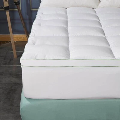 10cm Mattress Topper Extra Thick 1500GSM Hotel Bamboo Pillowtop Fully Fitted - image 1 of 4