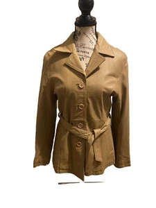 Leather Jacket Womens Small, beige -pre owned- Smoke Free Home-from my closet - Picture 1 of 8