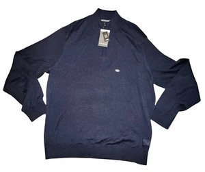 Van Heusen 1/4 Zip Pullover Sweater Herren XL Navy Black Iris NEU - Bild 1 von 4