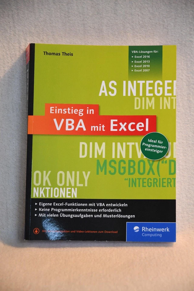 Einstieg in VBA mit Excel - von Thomas Theis , 4. Aufl. 2015 - Neuwertig - Bild 1 von 2