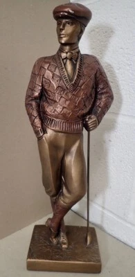 Estatuilla de escultura de golfista de resina bronceada firmada por Danel 1989 Austin Productions de colección Foto 1 de 4
