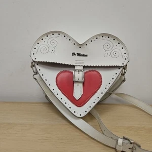 Dr Martens Valentine Red White Leather Rare Shoulder Bag Love Heart Crossbody - Picture 1 of 9