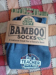 Top Guy I'm A Teacher What's Your Superpower BAMBOO SOCKS History & Hearaldy - Picture 1 of 2