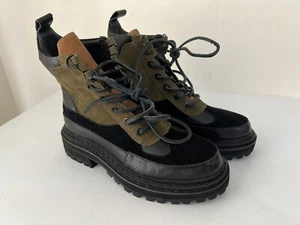 Cecelia New York Suede And Leather Dolive  Lace Up Boots Henry 5.5 - Picture 1 of 3