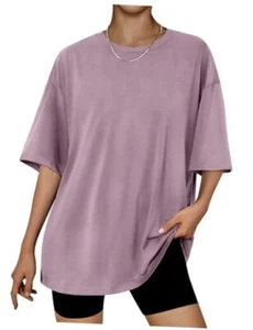 Womens Fashion Workout T Shirts Athletic Plus Size Tops Summer Medium Darkpink - Picture 1 of 7