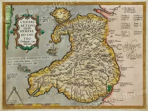 1580 Orbis Terraum Wales England Historic Vintage Style Wall Map - 18x24 - Picture 1 of 3