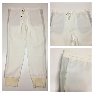 Pantalón Jogger VINCE Mujer Talla Mediana Cuero Blanco Inserto Cordón Cintura Foto 1 de 4