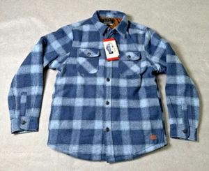 Jachs Men's Wool Blend Sherpa Lined Flannel Shirt Jacket Blue Plaid Medium NWT - Picture 1 of 9