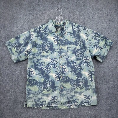 Camisa Dickie Walker Auténtica Abotonada Para Hombres XL Azul Hawaiano Floral Lona Foto 1 de 4