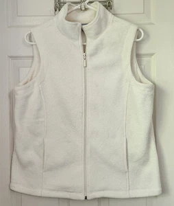 Laura Scott Women's Vest Petite Full Zip White Large Polyester - Picture 1 of 5