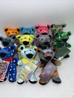 Raro 1998 Grateful Dead Beanie Baby Bear lote de 11 osos de PC Foto 1 de 4
