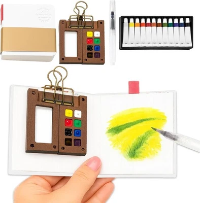 ZQSFPK Mini Watercolour Paint Set Travel - Portable Watercolour Kit with 12 Colour