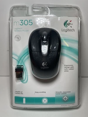 M305 Logitech New SEALED! Wireless Black Mouse Ergonomic Design Comfort - Image 1 of 2