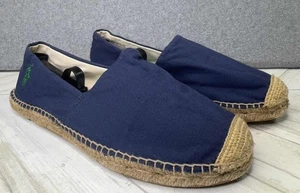 Polo Ralph Lauren Cevio Slip On Espadrille Shoes Men's Size 12D Blue Tan Preppy - Picture 1 of 13