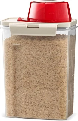 Komax Rice Container - Dry Food Storage for Grain - 2-pack, red/clear  - Image 1 of 4