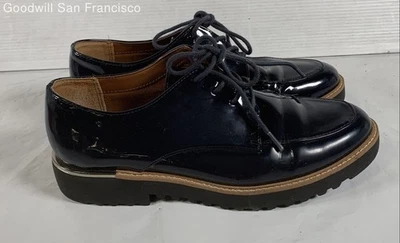 Zapatos Oxford Franco Sarto Charles de charol negro con cordones para mujer talla 6,5 M Foto 1 de 4