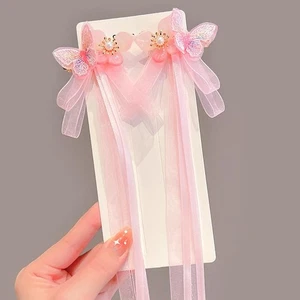 Tassel Ribbon Bowknot Hair Clips with Long Tail, Chinese Hanfu Flowers Hair C... - Picture 1 of 1