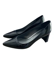 STUART WEITZMAN Womens Black Patent Leather Pointed Toe Block Heel Pump Size 9 - Picture 1 of 7