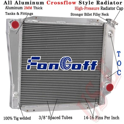 4 Row Aluminum Radiator For 1966-1977 1969 1968 Ford Early Bronco 302 5.0L V8 Foto 1 de 4