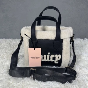 NUEVO Mini Bolso de Mano Juicy Couture Forro Plateado Negro Blanco Regaliz Nuevo con Etiquetas Cartera - Imagen 1 de 10